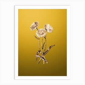Gold Botanical Helichrysum Flower Branch on Mango Yellow n.1510 Art Print
