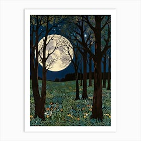 William Morris Moonlight In The Woods 1 Art Print