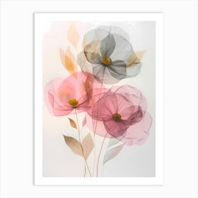 Abstract Romantic Flowers Art Print