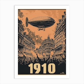 Aihrgdesign A Vintage Poster Of An Early Airship Soaring Abov 3d24b4b5 7959 4216 91f0 B92a95d59d30 2 Art Print