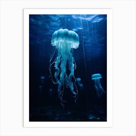 Upside Down Jellyfish Ocean Realistic 4 Art Print