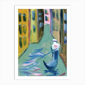 Venice painting italy acrylic gondola gondolier hand painted artwork vertical Art Print