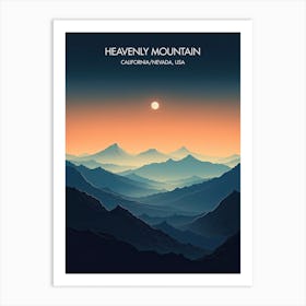 Poster Of Heavenly Mountain   California Nevada, Usa, Ski Resort Illustration 0 Art Print