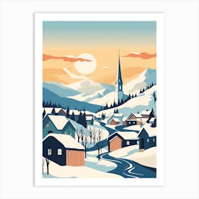 Vintage Winter Travel Illustration Abisko Sweden 3 Art Print