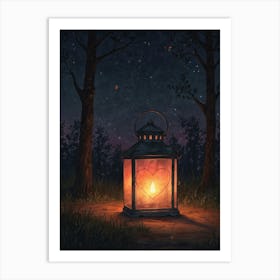 Lantern In The Woods 1 Art Print