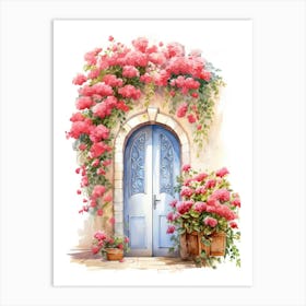 Nice, France   Mediterranean Doors Watercolour Painting 2 Art Print