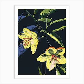 Neon Flowers On Black Bergamot 3 Art Print