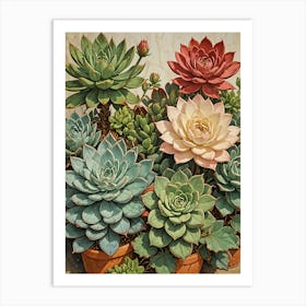 Succulents In Pots no1 Art Print