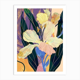 Colourful Flower Illustration Evening Primrose 4 Art Print