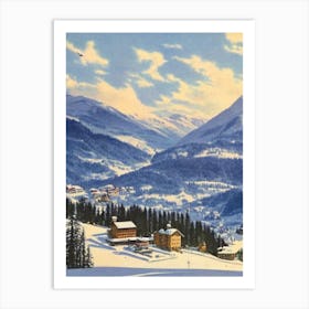 La Clusaz, France Ski Resort Vintage Landscape 2 Skiing Poster Art Print