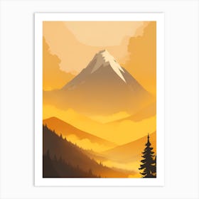 Misty Mountains Vertical Composition In Yellow Tone 40 Art Print