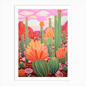 Cactus In The Desert Painting Notocactus 2 Art Print
