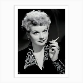 Portrait Of Actress Lucille Ball Smoking Art Print