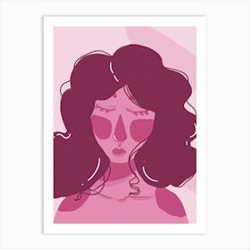 Girl With Pink Hair Art Print