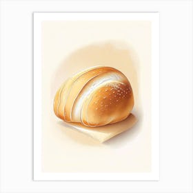 Soft Roll Bread Bakery Product Retro Drawing Art Print