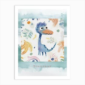 Cute Muted Pastel Dinosaur Illustration Poster Art Print