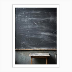 Abstract Communication Captured In A Photo Closeup Of A Grey Slate Smooth Smudged Chalk Surface De Art Print