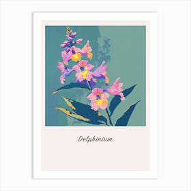 Delphinium Square Flower Illustration Poster Art Print