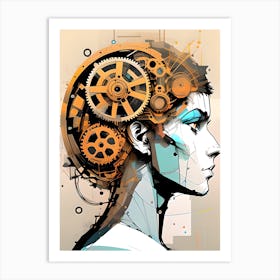 Can't Stop Thinking, A Abstract Portrait Of A Woman Art Print