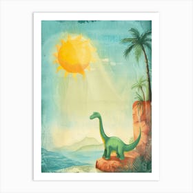 Cute Dinosaur Under The Sun Storybook Style Art Print