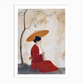 Chinese Woman With Umbrella, Asian Classic Art Art Print