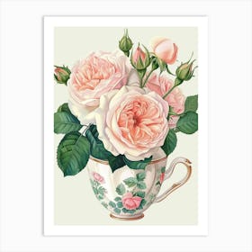 English Roses Painting Rose In A Teacup 3 Art Print