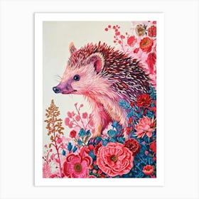 Floral Animal Painting Hedgehog 2 Art Print