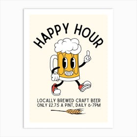 Happy Hour Retro Character Art Print