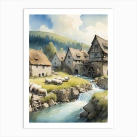 Village By The Water Art Print