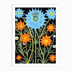 Flower Motif Painting Love In A Mist Nigella 2 Art Print