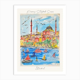 Poster Of Istanbul, Dreamy Storybook Illustration 3 Art Print