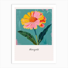 Marigold 1 Square Flower Illustration Poster Art Print