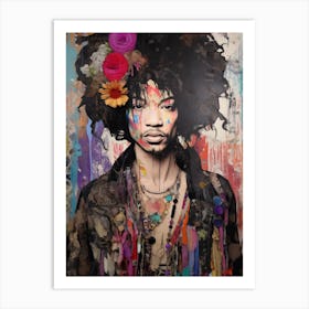 Jimi Hendrix Abstract Portrait 14 Art Print