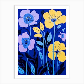 Blue Flower Illustration Evening Primrose 2 Art Print