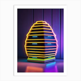 Beehive with neon lights 3 Art Print