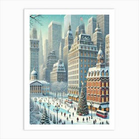 New York City Travel Christmas Painting Christmas In New York City 2 Art Print