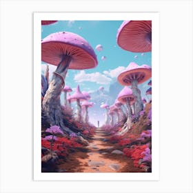 Pink Surreal Mushroom 6 Art Print