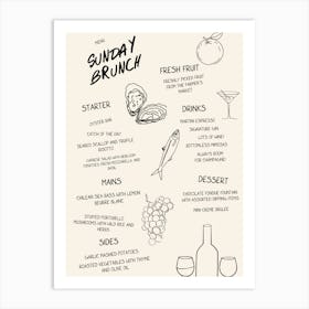 Sunday Brunch Menu Art Print