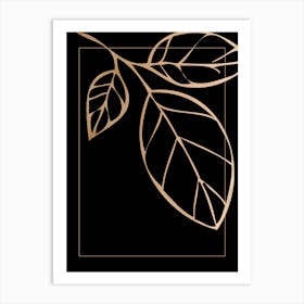 Gold Leaf on Black 5 Art Print