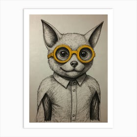 Cat With Glasses 8 Art Print