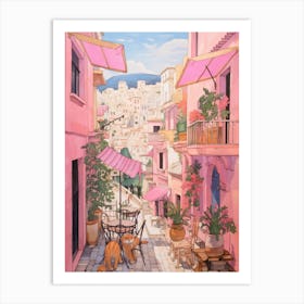 Kusadasi Turkey 1 Vintage Pink Travel Illustration Art Print