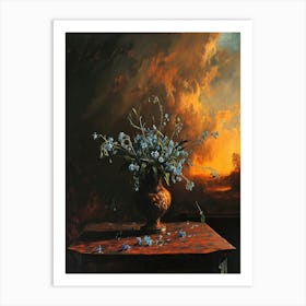 Baroque Floral Still Life Forget Me Nots 4 Art Print