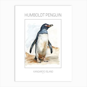 Humboldt Penguin Kangaroo Island Penneshaw Watercolour Painting 1 Poster Art Print