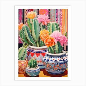 Cactus Painting Maximalist Still Life Mammillaria Cactus 4 Art Print