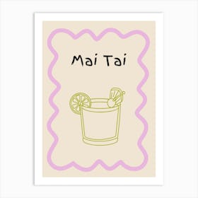 Mai Tai Doodle Poster Lilac & Green Art Print