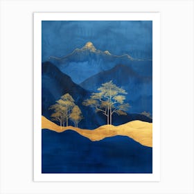 Blue Sky With Gold Trees Art Print