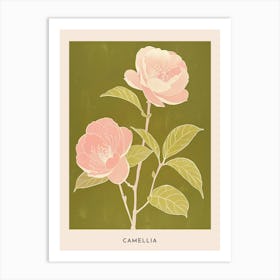 Pink & Green Camellia 2 Flower Poster Art Print