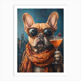 City Dog At Rooftop Bar 1 Art Print