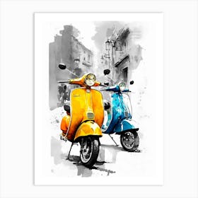 Two Vespas Art Print