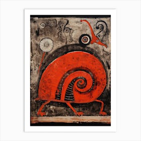 Snail, Woodblock Animal Drawing 1 Art Print